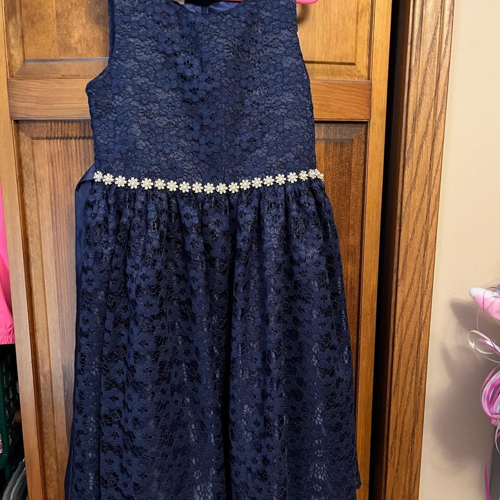 American Princess Navy Blue Floral Lace Dress